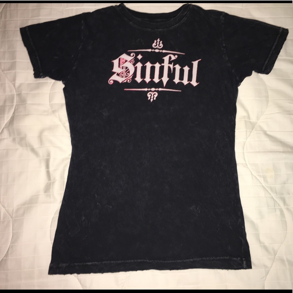 Women’s Sinful Rhinestone Angel Wings Tee Shirt